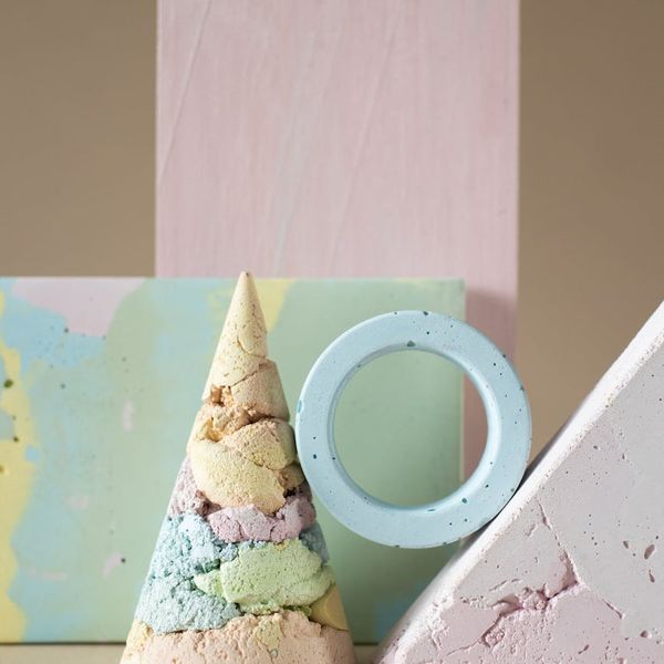 Abstract blue geometric shapes representing balance