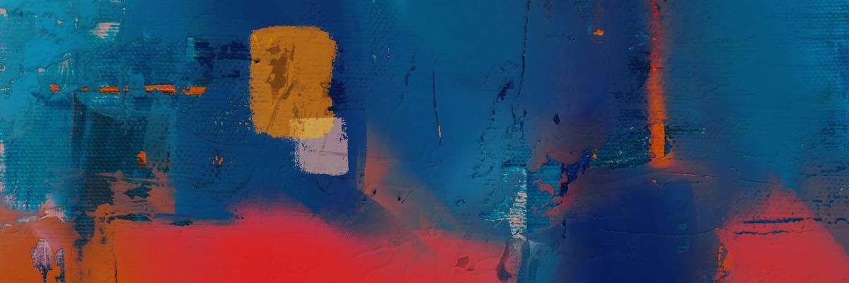 Wide abstract blue composition showing direction and focus